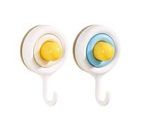 Saterkali 1PCS Suction Hooks Reusable Non-Mark Waterproof Wall Hooks Hangers Suction for Bathroom with Vacuum Cups No Drilling, for Coats Scarfs Towels Bags Keys in Bathroom Kitchen Office Blue White