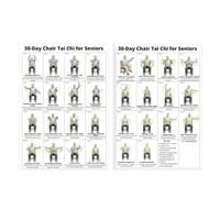 Saterkali 2Pcs 30-Day Chair Tai Chi Chart, 2Pcs Seated Exercise Poster