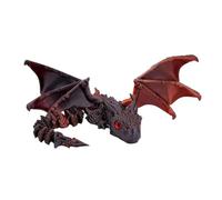 Saterkali 3D Printed Articulated Winged Double Horn Dragon Figurine, Gradient Poseable Movable Joint Dragon Statue with Adjustable Wings, Fine Carving Fantasy Desktop Decor Gift for Kids Red Black