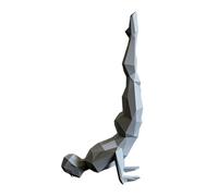 Saterkali 3D Printed Upside Down Rock Climber Figurine, Geometric Modern Yoga Statue for Desktop Decor, Unique Minimalist Ornament Gift for Climbing Enthusiasts, 15cm Matte Finish Grey