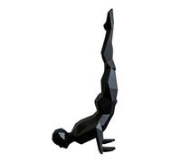 Saterkali 3D Printed Upside Down Rock Climber Figurine, Geometric Modern Yoga Statue for Desktop Decor, Unique Minimalist Ornament Gift for Climbing Enthusiasts, 15cm Matte Finish Black