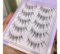 Saterkali 5 Pairs DIY False Eyelashes Eyelash Extensions, Thick False Eyelashes Realistic Natural Curling 3D Effect Eye Makeup Airy Sun Flower Fairy False Eyelashes Everyday Life for Women's Make Up