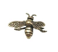Saterkali Brass Animal Figurine Bee Sculpture Tea Pet Solid Metal Figure Model Statue Toy Desktop Decoration Ornament Festival Collectible Honeybee