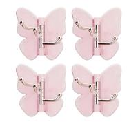 Saterkali Butterfly Rotating Self Adhesive Hooks, 3-Hook 270° Swivel No Drill Wall Mount, Decorative Space-Saving Waterproof Plastic Organiser for Bathroom Kitchen Towels Keys Hats Pink