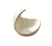 Saterkali Desktop Storage Box, 3D Printed Crescent Moon Shape Design Smooth Edges Rounded Bowl, For Small Item Headphone Cord Earring Organizer Stable Space Saving Container White