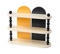 Saterkali Display Stand for Mugs, Three Layer Desktop Storage Rack 28cm High 42.5cm Long 14cm Wide Stylish Color Contrast, for Coffee Cup Cosmetic Stationery Space Saving Shelf Milky White