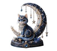 Saterkali DIY Bead Kit, 3D Mystical Animal Bead Craft Set with Glossy Plastic Beads, Moon Goddess Cat Lunar Moth Jade Rabbit Beaded Sculpture Kit for Beginners Home Decor A