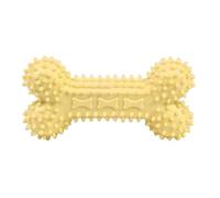 Saterkali Dog Chew Toy, TPR Spiky Bone 3D Bumps Teeth Cleaning Deep Between Gums, for Small Medium Large Breeds Aggressive Chewers Yellow S