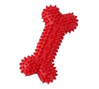 Saterkali Elastic Dog Chew Toy, TPR Spiky Bone High Elastic Bite-Resistant Non-Deforming Raised Dot Texture, For Teething Teeth Cleaning Anxiety Relief Aggressive Chewers Red
