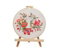 Saterkali Embroidery Kit for Beginners, Floral Letter A to Z Needlework Set with Hoop Cotton Fabric Threads Pattern Guide DIY Craft Supplies, for Adults Home Decor Gift Hand Sewing Hobby Activity T