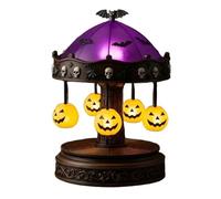 Saterkali Halloween Ghost Rotating Carousel Night Light, Vintage Stained Glass Style USB Rechargeable Desk Lamp, Spooky Glowing Tabletop Decor for Bedroom Apartment Living Room Party B Rotatable