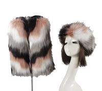 Saterkali Leg Covers Soft Keep Warmth Acrylic Fibers Faux Fur Empty Top Beanie Hat Sock Suit Compatible with Outdoor Grey