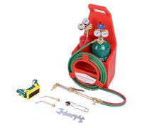Saterkali Oxy Acetylene Torch Kit, Professional Portable Tote Oxygen Acetylene Oxy Long Pipe Brass Nozzle Welding Brazing Cutting Torch Kit with Gauge,for Soldering Brazing Sparker Protection Glass