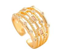 Saterkali Retro Distressed Ring, Multi-Layer Stacking Design Staggered Structure Vintage Gold Textured, For Women Literary Style Daily Commuting Date Party Golden