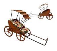 Saterkali Rustic Rickshaw Garden Ornament - Metal Yard Sculpture