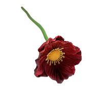 Saterkali Single Stem Artificial Flower Real Touch PU Material with Wrinkled Petals & 3D Stamens Elegant Floral Stem for Wedding Party Restaurant Home Table Centerpiece Decoration Wine Red