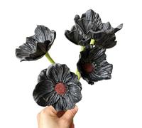 Saterkali Single Stem Artificial Flower Real Touch PU Material with Wrinkled Petals & 3D Stamens Elegant Floral Stem for Wedding Party Restaurant Home Table Centerpiece Decoration Black
