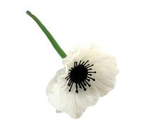Saterkali Single Stem Artificial Flower Real Touch PU Material with Wrinkled Petals & 3D Stamens Elegant Floral Stem for Wedding Party Restaurant Home Table Centerpiece Decoration White