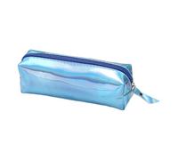 Saterkali Smooth Zipper Pencil Pouch, Reinforced Edge Pencil Pouch in Gradient Color, Faux Leather School Bag for Teens, Durable Pen Organizer, Colorful Shiny Finish, 19cm Long Blue