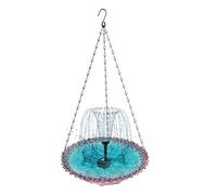 Saterkali Solar-Powered Cascade Bird Bath - Hanging Water Fountain with Blue Bowl, Automatic Wild Bird Attractor for Patio, Balcony & Garden Purple