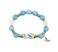 Saterkali Spring Nature Inspired Hummingbird Beaded Bracelet,Blessings Beaded Charm Bracelet with Bird & Butterfly Design, Elegant Spring Jewelry Gift for Mom, Sister, Friends E