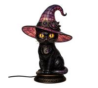 Saterkali Stained Witch Hat Lamp, Gothic LED Table Light with Warm Glow for Halloween Decor, USB Powered Resin Nightlight, Witchy Room Accessories for Bedroom Mantel Bookshelf, 1 Piece B S