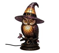 Saterkali Stained Witch Hat Lamp, Gothic LED Table Light with Warm Glow for Halloween Decor, USB Powered Resin Nightlight, Witchy Room Accessories for Bedroom Mantel Bookshelf, 1 Piece E S