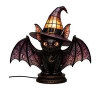 Saterkali Stained Witch Hat Lamp, Gothic LED Table Light with Warm Glow for Halloween Decor, USB Powered Resin Nightlight, Witchy Room Accessories for Bedroom Mantel Bookshelf, 1 Piece A L