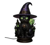 Saterkali Stained Witch Hat Lamp, Gothic LED Table Light with Warm Glow for Halloween Decor, USB Powered Resin Nightlight, Witchy Room Accessories for Bedroom Mantel Bookshelf, 1 Piece H L