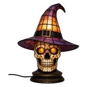 Saterkali Stained Witch Hat Lamp, Gothic LED Table Light with Warm Glow for Halloween Decor, USB Powered Resin Nightlight, Witchy Room Accessories for Bedroom Mantel Bookshelf, 1 Piece D L
