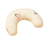 Saterkali U-Shaped Pillow For Pets, Fluffy Embroidered Flower Design Machine Washable Non-Shedding, High Resilience,for Home Style Cat Bed Neck Support Milky White