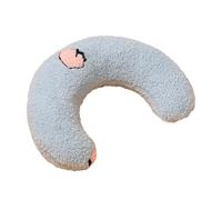Saterkali U-Shaped Pillow For Pets, Fluffy Embroidered Flower Design Machine Washable Non-Shedding, High Resilience,for Home Style Cat Bed Neck Support Blue