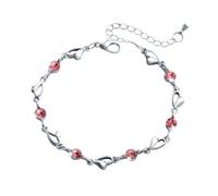 Saterkali Women Adjustable Bracelet, Casual Alloy Bangle With Heart Design, Rust-proof Polished Finish, Everyday Wear Jewelry For Party Or Special Occasion, Comfortable Lady Bracelet For Women Pink M