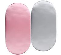 Satin Bassinet Sheet Set 2 Pack Ultra Soft Silk Fit for Rectangle, Hourglass, Oval Bassinet Mattress Protect for Baby Hair and Skin Cradle or Bassinet Sheets, Lt Grey & Pink