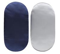Satin Bassinet Sheet Set 2 Pack Ultra Soft Silk Fit for Rectangle, Hourglass, Oval Bassinet Mattress Protect for Baby Hair and Skin Cradle or Bassinet Sheets, Lt Grey & Navy