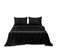 Satin Bed Sheet Sets for Summer Silky Smoooth Top Sheet with Pillowcase Single/Queen/King Ice Cooling Flat Bed Sheet Sets Twin 2pcs purple