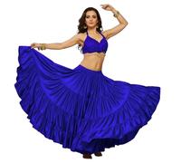 Satin Belly Dance Skirt - 25-Yard 4-Tier Maxi with Elastic Waistband - One Size - Flowy Performance Costume for Stage, Bollywood, Tribal, Cosplay & Festival Wear - 41 Colours
