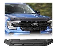 Satin Black Bonnet Guard for Ford Ranger 2023+ Next-Gen Accessories | (Wildtrak/Raptor/MS-RT/XLT), 3D Geometric Bug Shield, Adhesive Drill-Free & Clip-Free Design, Rust-Proof ABS Hood Deflector