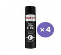 Satin Black Spray Paint Aerosol Simoniz Acrylic Car 500ml Smooth Finish x 4