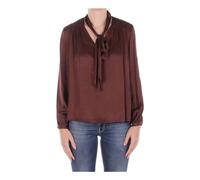 Satin Blouse With Bow At The Neck - female - Manila Grace - Blouses - Brown - S - Blouses & Shirts S