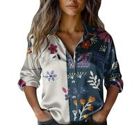 Satin Blouses for Women UK Elegant Smart 3/4 Sleeve Boho Floral Shirts Button Down Stretch Fitted Wrinkle Free Spring Clothes Plus Size Going Out Tunic Tops for Older Women UK