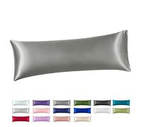 Satin Body Pillow Cover, Dark Grey Silky Cooling Satin-Silk Body Pillow Cases with Envelope Closure (20x54, Dark Grey)