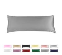 Satin Body Pillowcase for Hair and Skin, Luxury Silky Long Pillow Cover 20 x 54 in, Soft Cool Body Pillow Case with Envelope Closure, Taie d'oreille/Kissenbezug (Metallic)