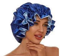 Satin Bonnet for Natural Hair Bonnets for Black Women Silk Bonnet for Curly Hair Cap for Sleeping Silk Sleep Cap Hair Bonnet（Royal Blue）
