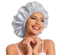 Satin Bonnet for Sleeping - Slouchy Beanie Hat Sleep Cap for Women's Natural & Curly Hair (Grey)