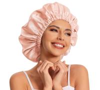 Satin Bonnet for Sleeping - Slouchy Beanie Hat Sleep Cap for Women's Natural & Curly Hair (Peach Beige)