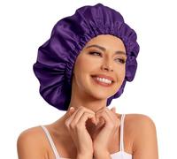 Satin Bonnet for Sleeping - Slouchy Beanie Hat Sleep Cap for Women's Natural & Curly Hair (Purple)