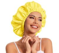 Satin Bonnet for Sleeping - Slouchy Beanie Hat Sleep Cap for Women's Natural & Curly Hair (Yellow)