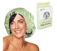 Satin Bonnet for Women, XL Reversable Beanie for Various Hair Types, Satin Sleeping Cap with Adjustable Strap, 2-Tone 2-Layer (Green)