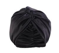 Satin Bonnet Lady Cross Twist Silky Shower Cap Double Layer Artificial Silk Head Turban Women Makeup Hat(Black)